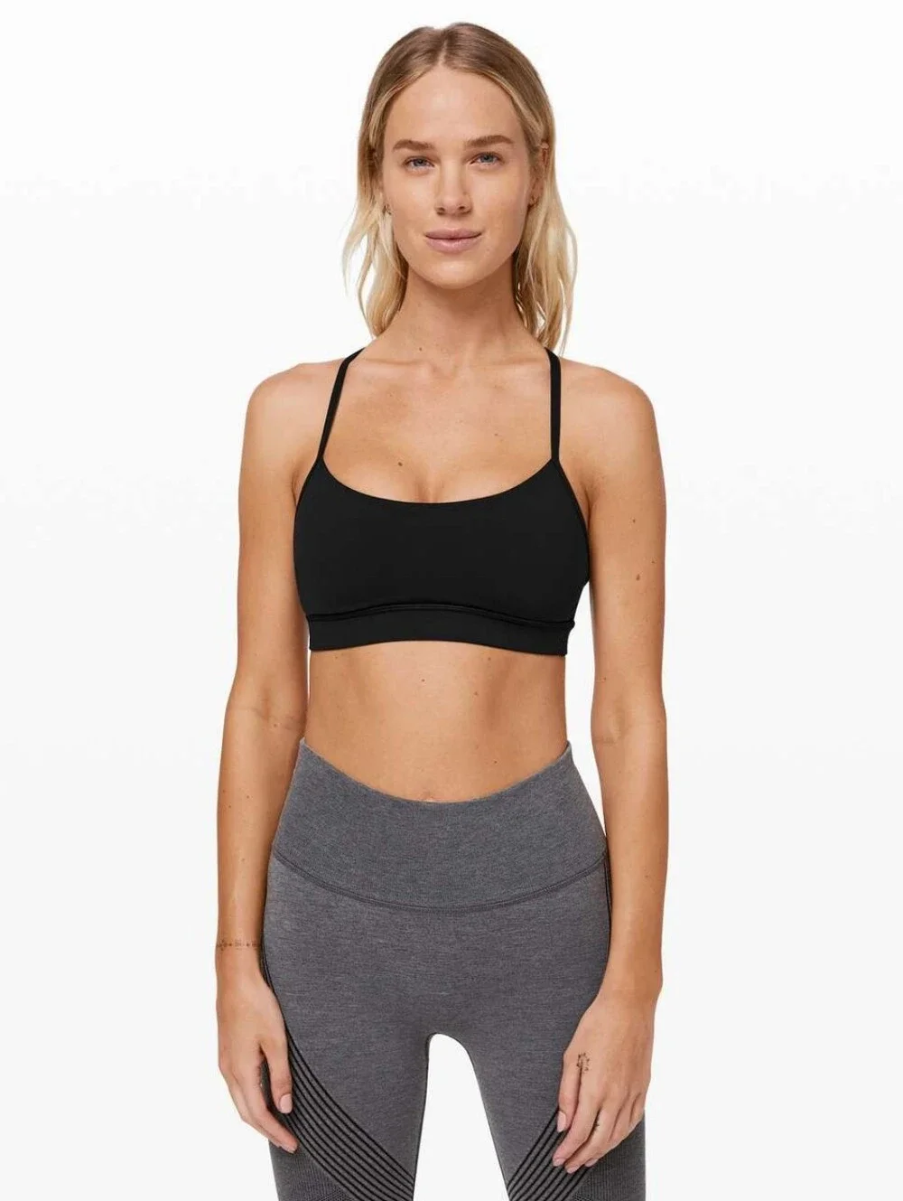 Lululemon Flow Y Bra Nulu Light Support A–C Cups Size 8 Black Removeable Pads